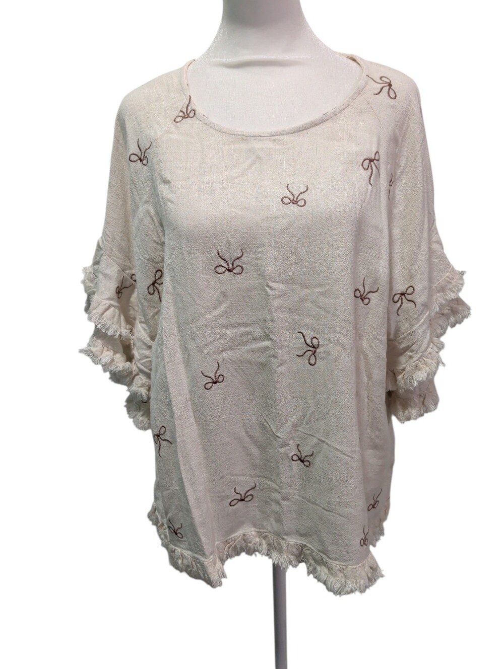 New Umgee Tassel Sleeves Bow Top - Picture 2 of 6
